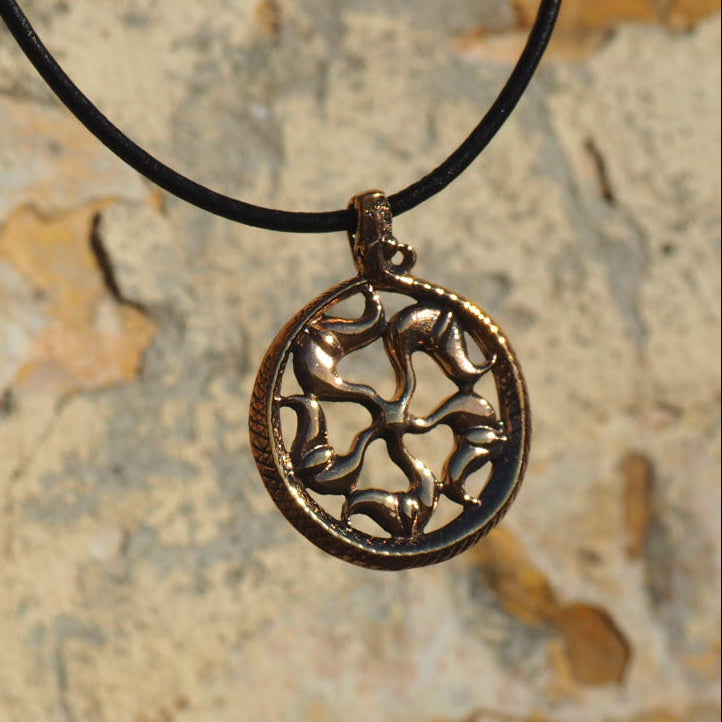 Solamulet Vedhæng bronze - fund fra Østfyn