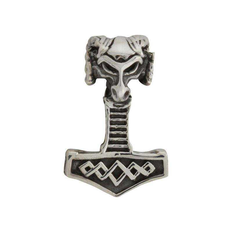 Thors Hammer i sølv med gedebukhoved - flere størrelser