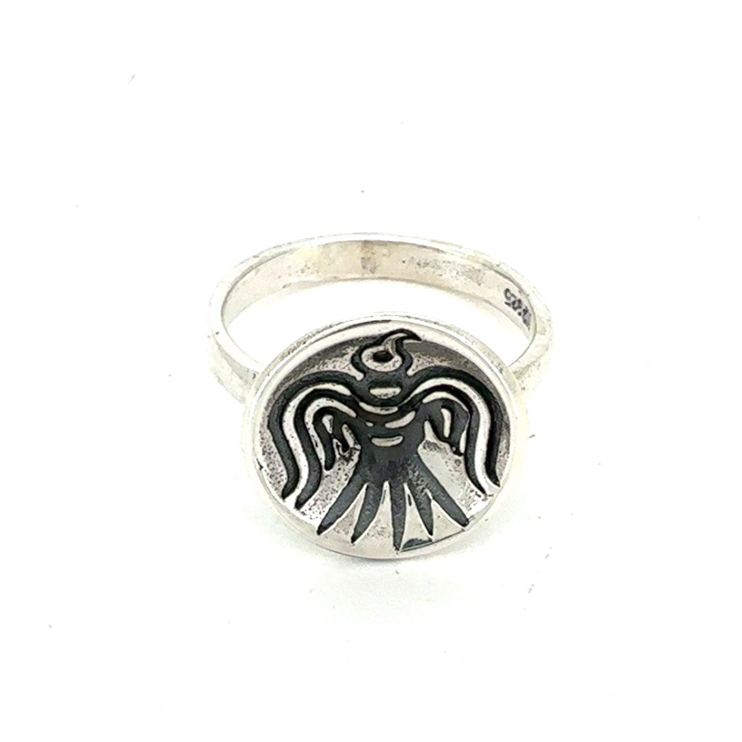 Skålring med ravn - sølv