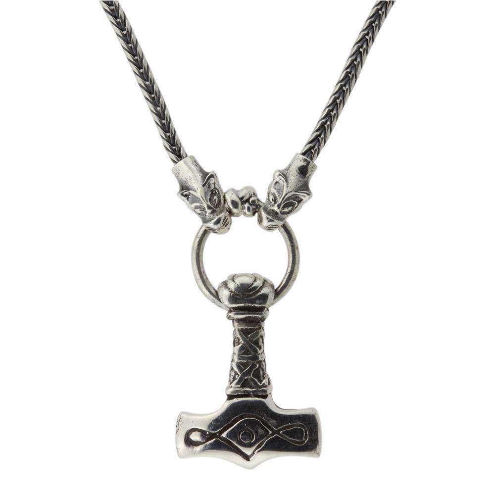 Thors hammer i Fenriskæde i sterling sølv.