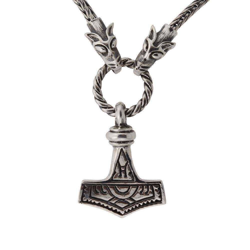 Thors hammer i Fenriskæde Læder og Sølv