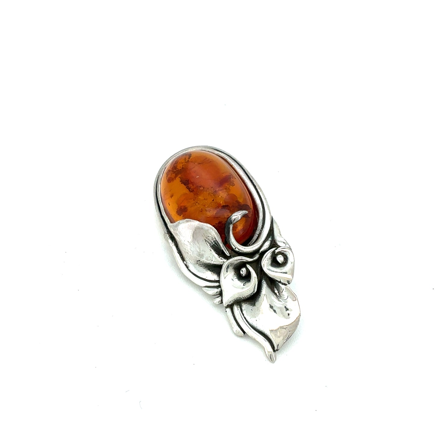 Broche m/rav og sølvliljer