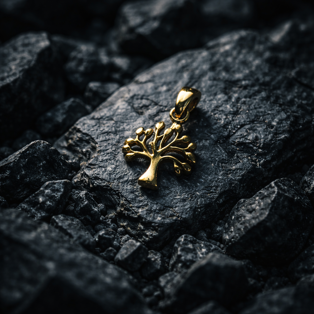 Yggdrasil vedhæng lille - forgyldt