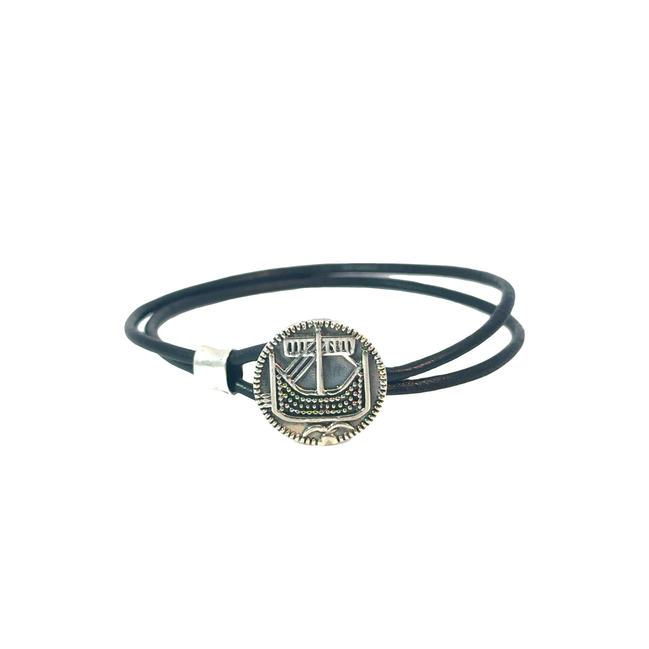 Hedeby mønt læderarmbånd - SØLV