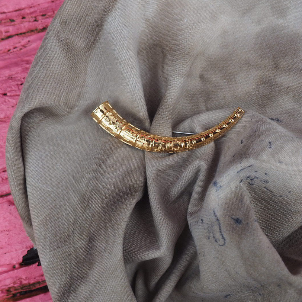 Guldhorn forgyldt sølv - broche