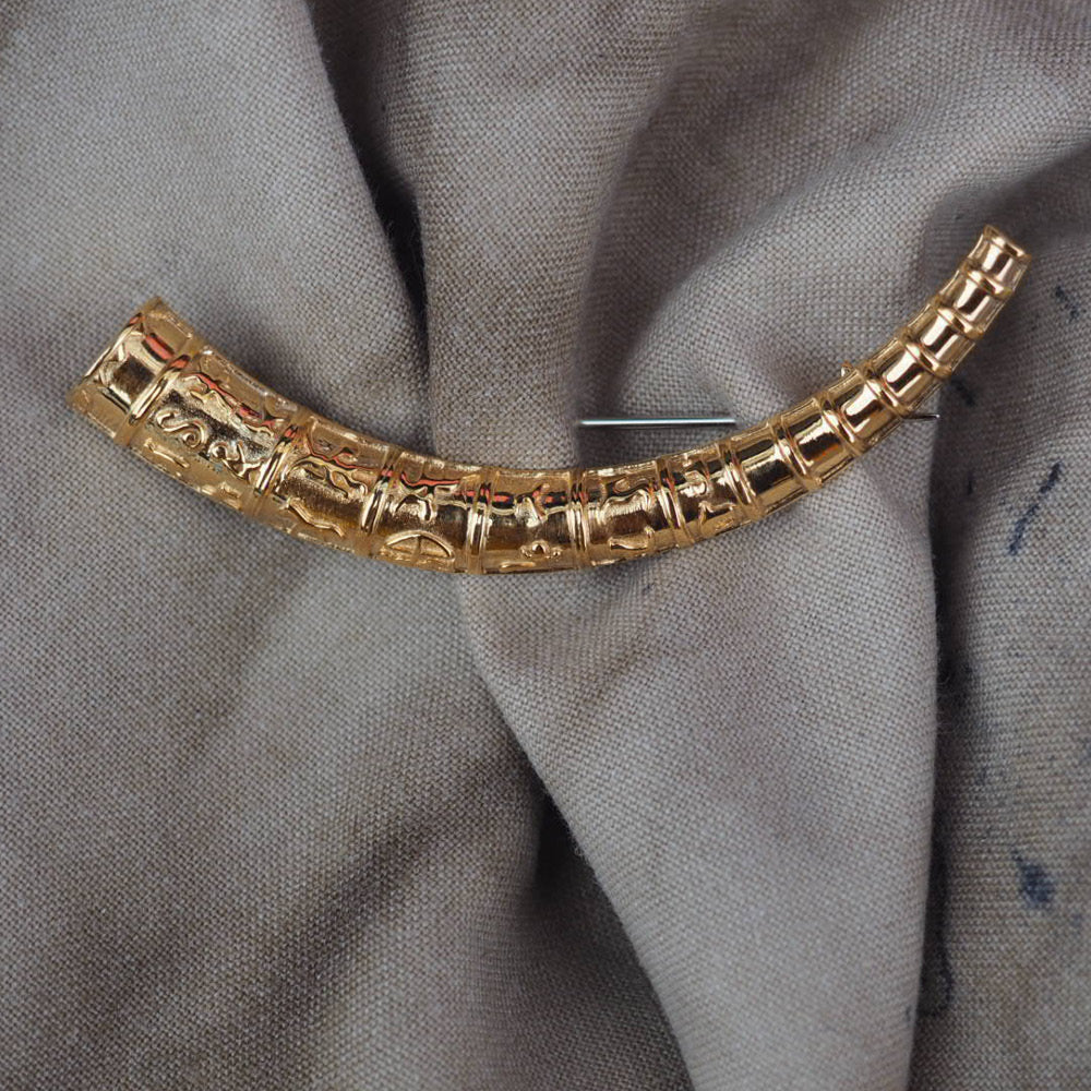 Guldhorn forgyldt sølv - broche
