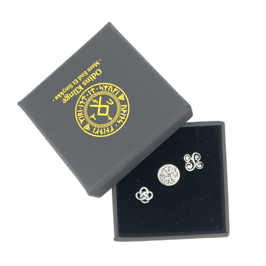 Sæt med 3 snoninger ørestikker - sølv