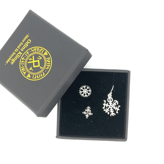 Sæt med 3 rune ørestikker - sølv