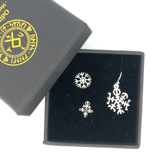 Sæt med 3 rune ørestikker - sølv