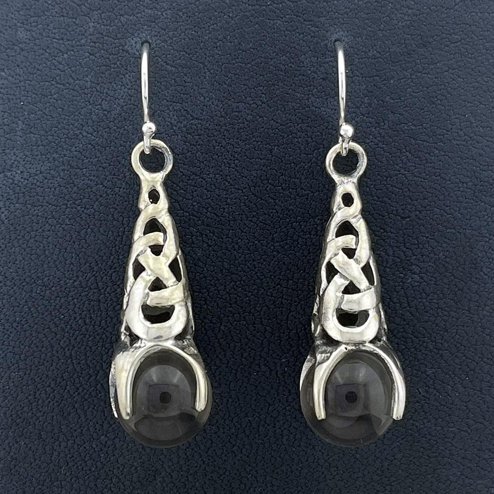 Keltisk øreringe m/bjergkrystal - sølv