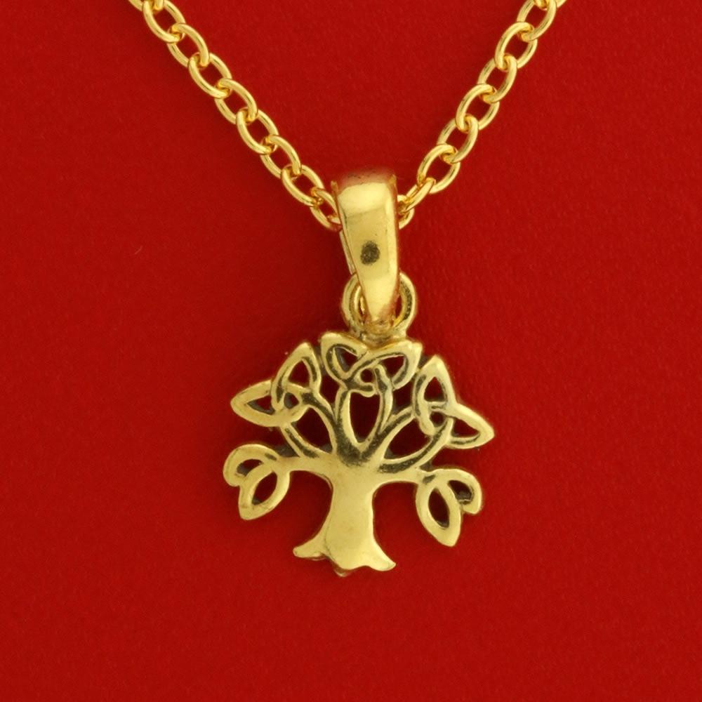 Yggdrasil livets træ vedhæng lille - forgyldt sølv