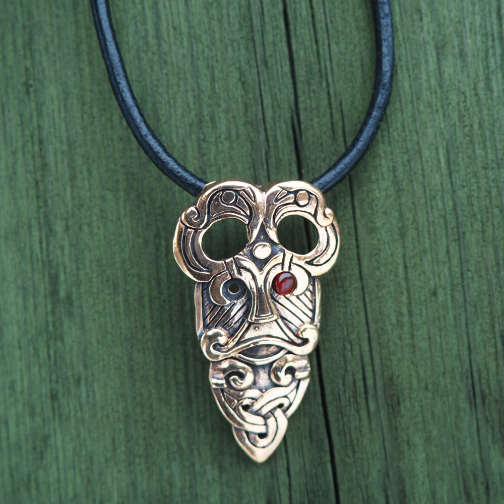 Odins maske med glasøje - vedhæng i bronze