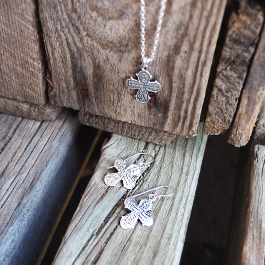 Dagmarkors vedhæng og øreringe sæt i sølv