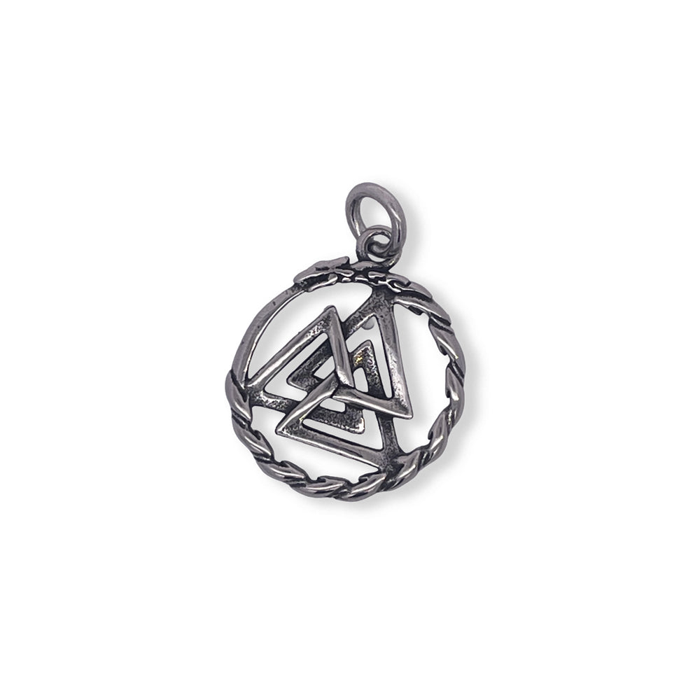 Stålvedhæng med valknut figurer