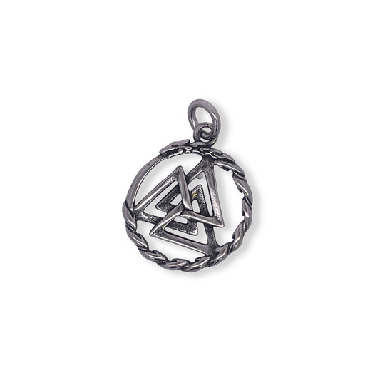 Stålvedhæng med valknut figurer