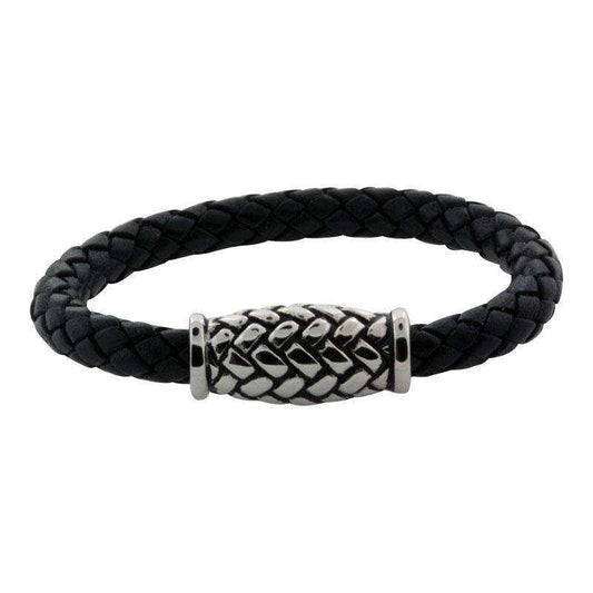 Sildeben læderarmbånd - stål