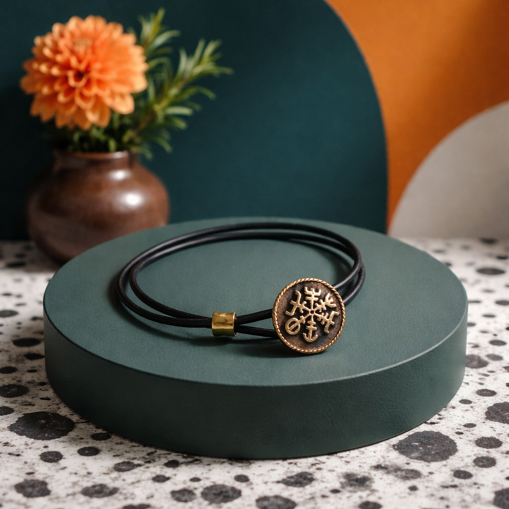 Runestave - vejviseren - Læderarmbånd - Bronze