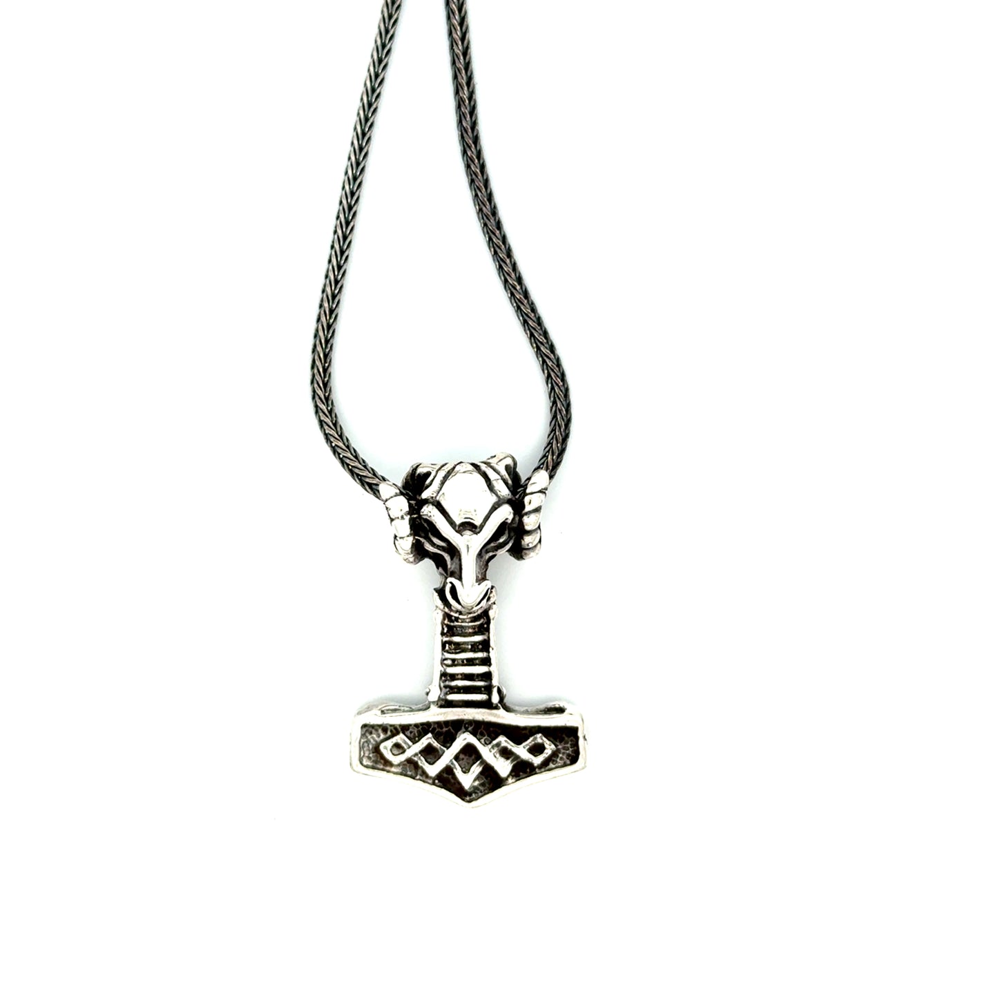 Thors Hammer i sølv med gedebukhoved - flere størrelser