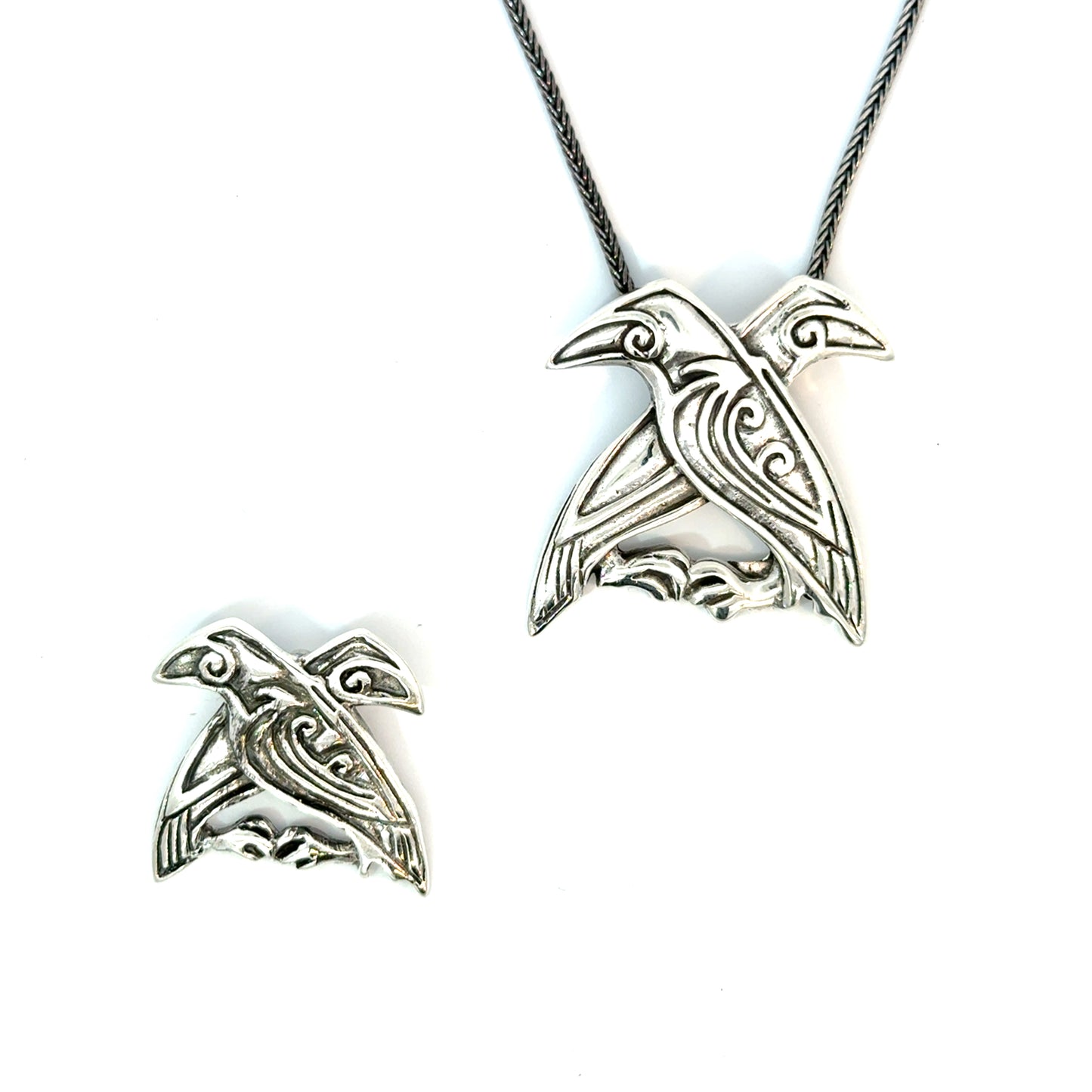 Hugin og Munin sølv vedhæng flere varianter