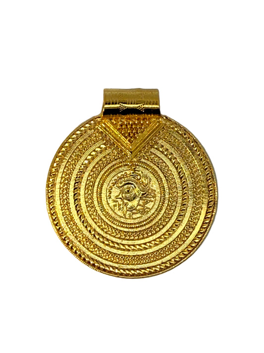 Vikingebrakteat amulet – historisk fund fra Ribe i forgyldt bronze