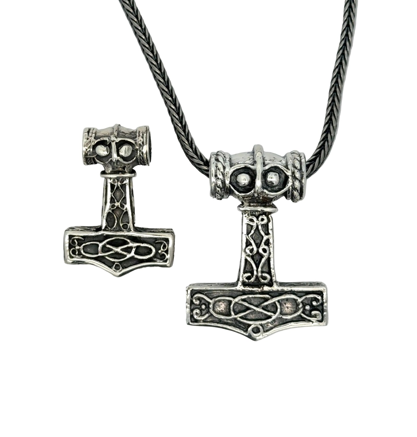 Thors hammer vedhæng i sølv - I to str.