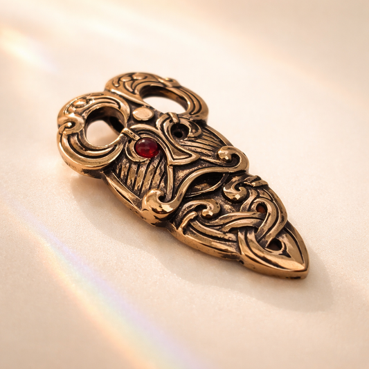 Odins maske med glasøje - vedhæng i bronze