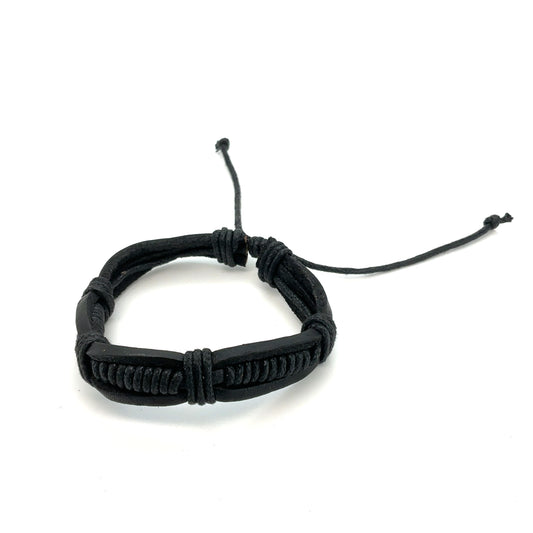 Læderarmbånd sort flet - 10 stk.