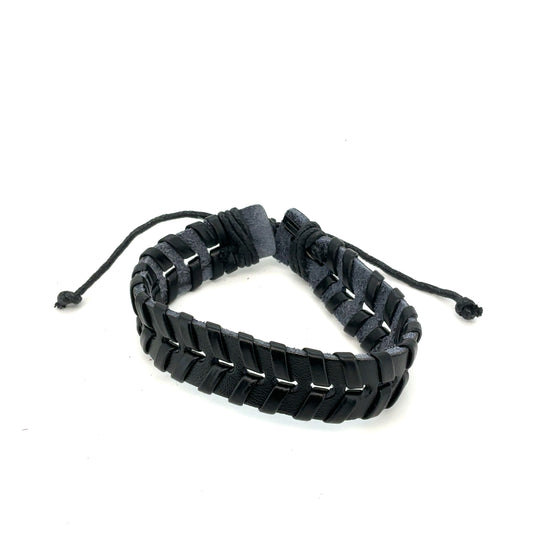 Læderarmbånd sort - 10 stk.