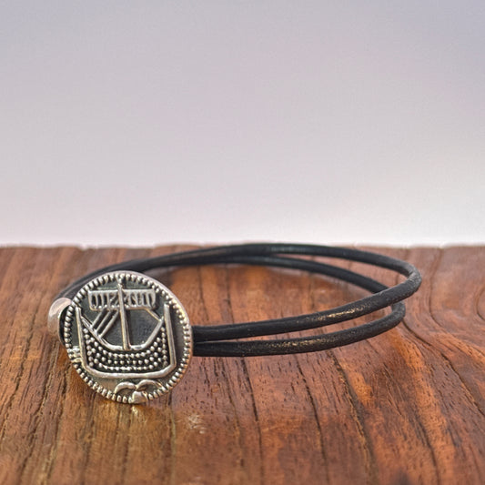 Hedeby mønt læderarmbånd - SØLV