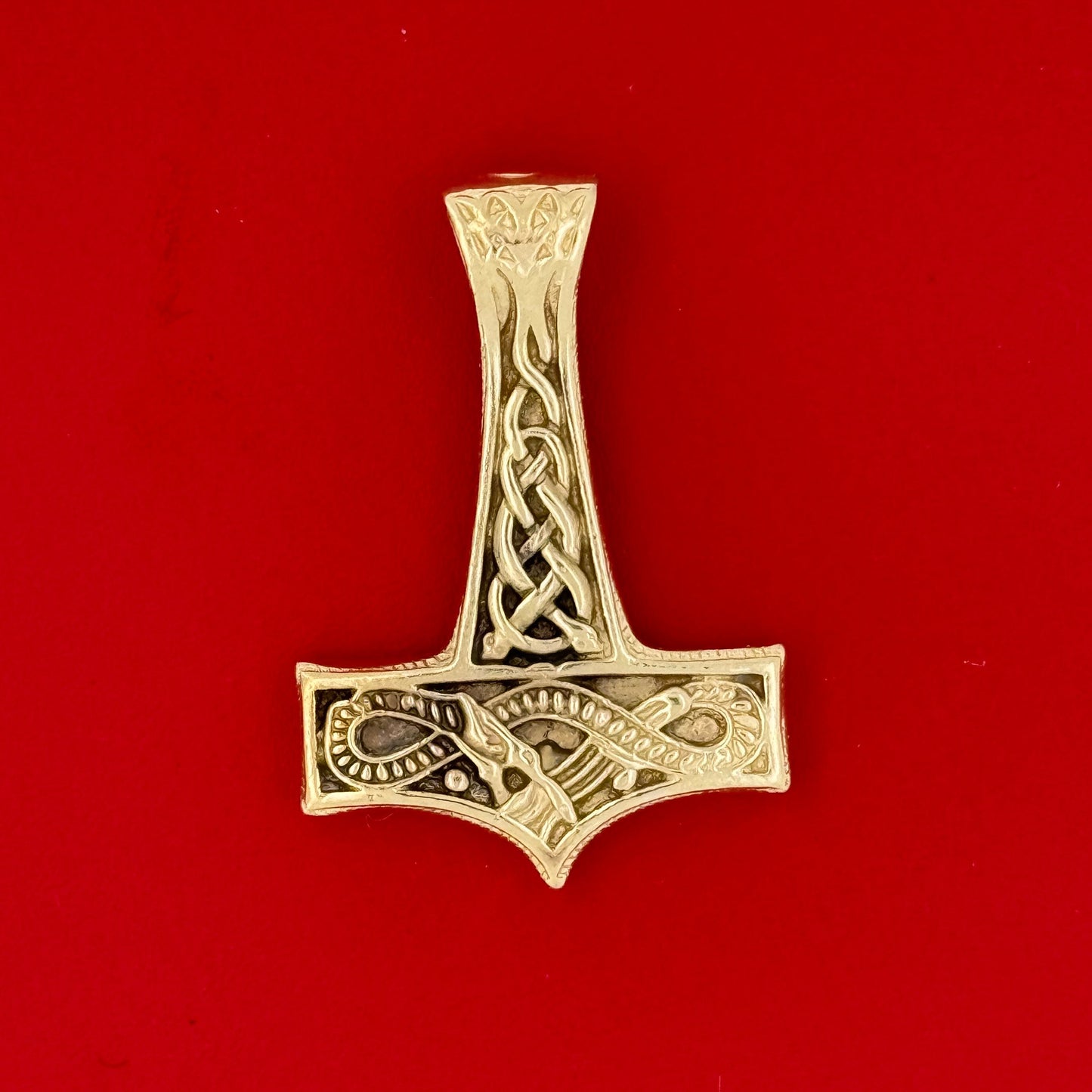 Thors hammer m/slange - 14 karat guld lille vedhæng