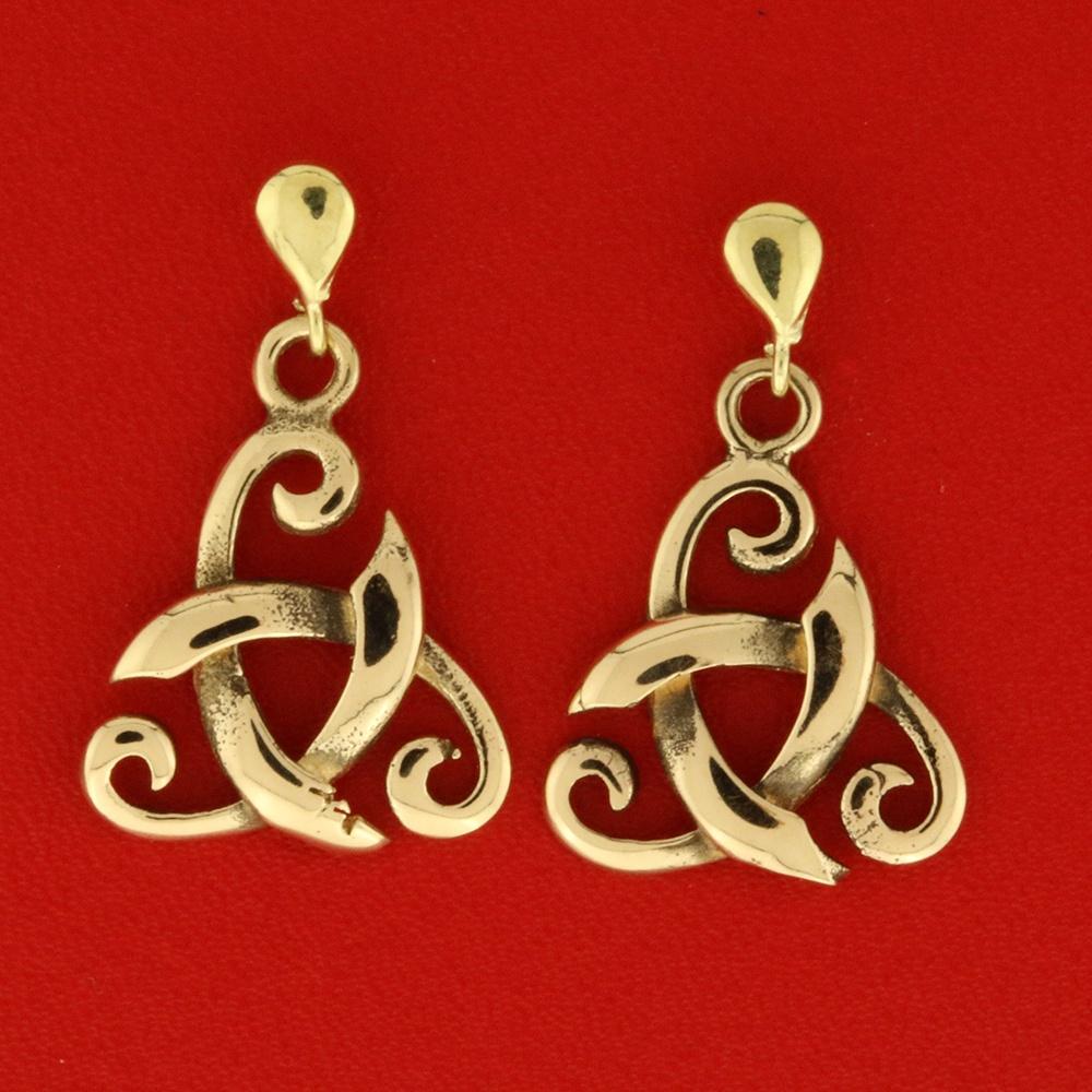 Tre flige mini i 14 karat guld ørehæng