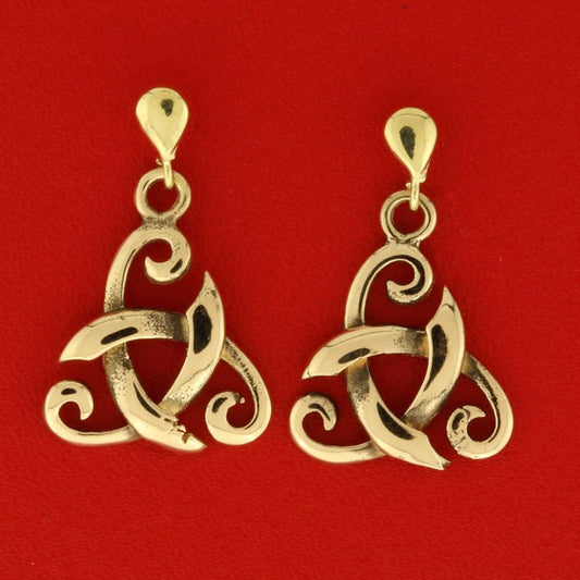 Tre flige mini i 14 karat guld ørehæng