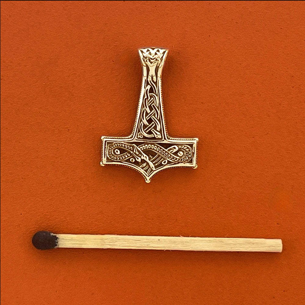 Thors hammer m/slange - 14 karat guld