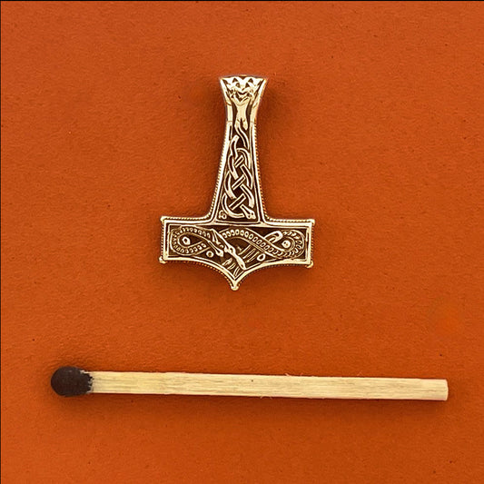 Thors hammer m/slange - 14 karat guld