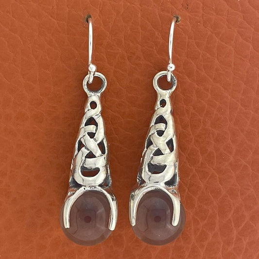 Keltisk øreringe m/bjergkrystal - sølv