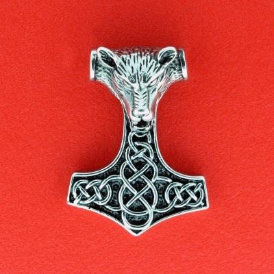 TILBUD Thors hammer m/Fenris i kæde - stål