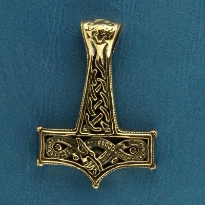 Thors hammer m/slange stor - bronze